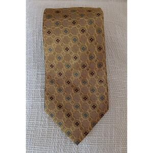 GITMAN BROS Tie Gold Blue 3”x 59” 100% Silk Made USA Excl’t Cond